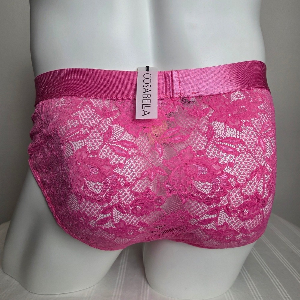 Cosabella Never Say Never Men's Lace Brief Hot Pink Floral Low Rise Underwear